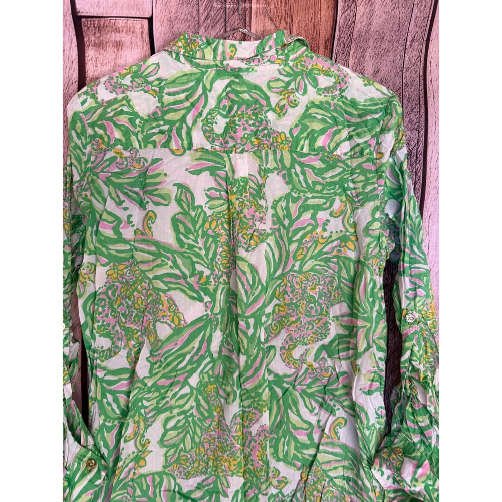 Lilly Pulitzer Jupiter Island Tunic Cover Up Tropical Resortwear Green Pink XL - Picture 5 of 9